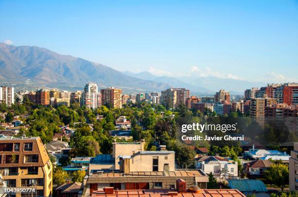 panoramic view of the city of santiago, chile. - santiago região metropolitana de santiago - fotografias e filmes do acervo