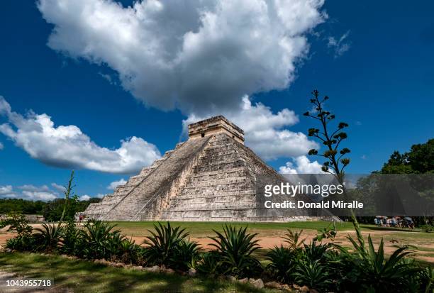 General view of the El Castillo pyramid on September 30, 2018 in Chichen Itza, Mexico. Chichen Itza was one of the largest Maya cities and it was...