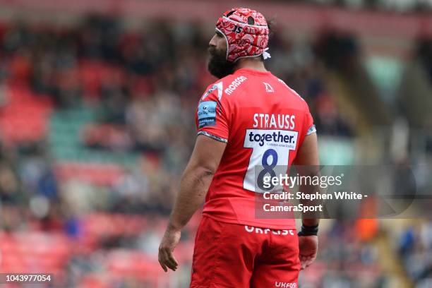 Sale Sharks' Josh Strauss during the Gallagher Premiership Rugby match between Leicester Tigers and Sale Sharks at Welford Road Stadium on September...
