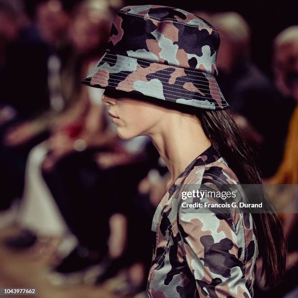 Model walks the runway during the Talbot Runhof show as part of the Paris Fashion Week Womenswear Spring/Summer 2019 on September 29, 2018 in Paris,...