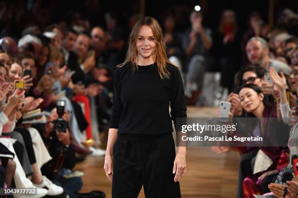 Designer Stella McCartney walks the runway during the Stella McCartney show as part of the Paris Fashion Week Womenswear Spring/Summer 2019 on...