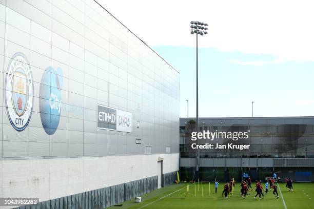 General view inside the training ground during a training session ahead of their Group F match against TSG Hoffenheim in the UEFA Champions League at...