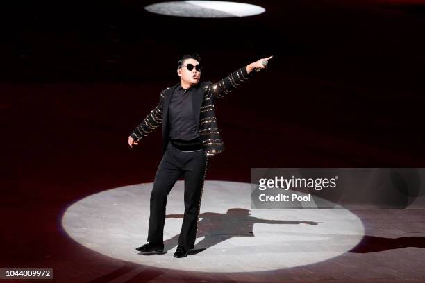 Performs during the 70th anniversary of Armed Forces Day at the War Memorial on October 1, 2018 in Seoul, South Korea. The anniversary ceremony is to...