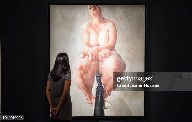 Propped by Jenny Saville is displayed at the press preview for Sotheby's Freize week exhibition of Contemporary art at Sotheby's on October 1, 2018...