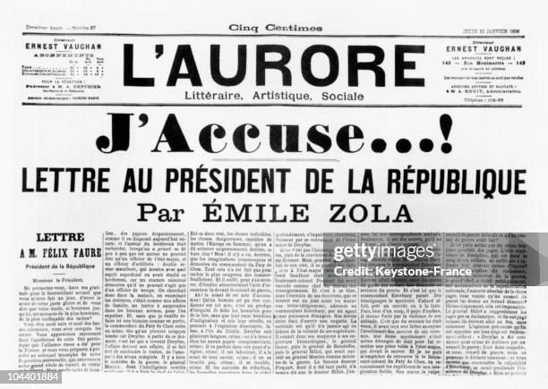 On 13 January 1898, the French novelist Emile ZOLA published in the headlines of the daily newpaper L'AURORE a lettre to the President of the...