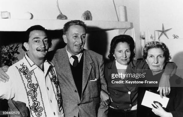Salvador DALI, Walt DISNEY, GALA, the wife of DALI and Mrs. DISNEY . The famous painter Salvador DALI met Walt DISNEY in Cadaques, a small Spanish...