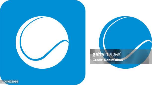 blue tennis ball icons - tennis ball white background stock illustrations