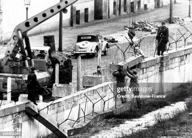 The construction site of the Berlin Wall, 1961. The Wall was to minimize the flow of Eastern inhabitants moving to the West.