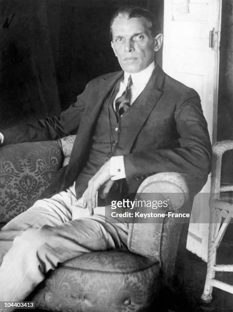 Portrait of Muhammad Ali JINNAH, leader of the Indian Muslim League on a trip to London.
