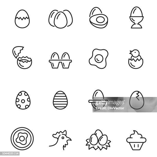 egg icon set - animal egg stock illustrations