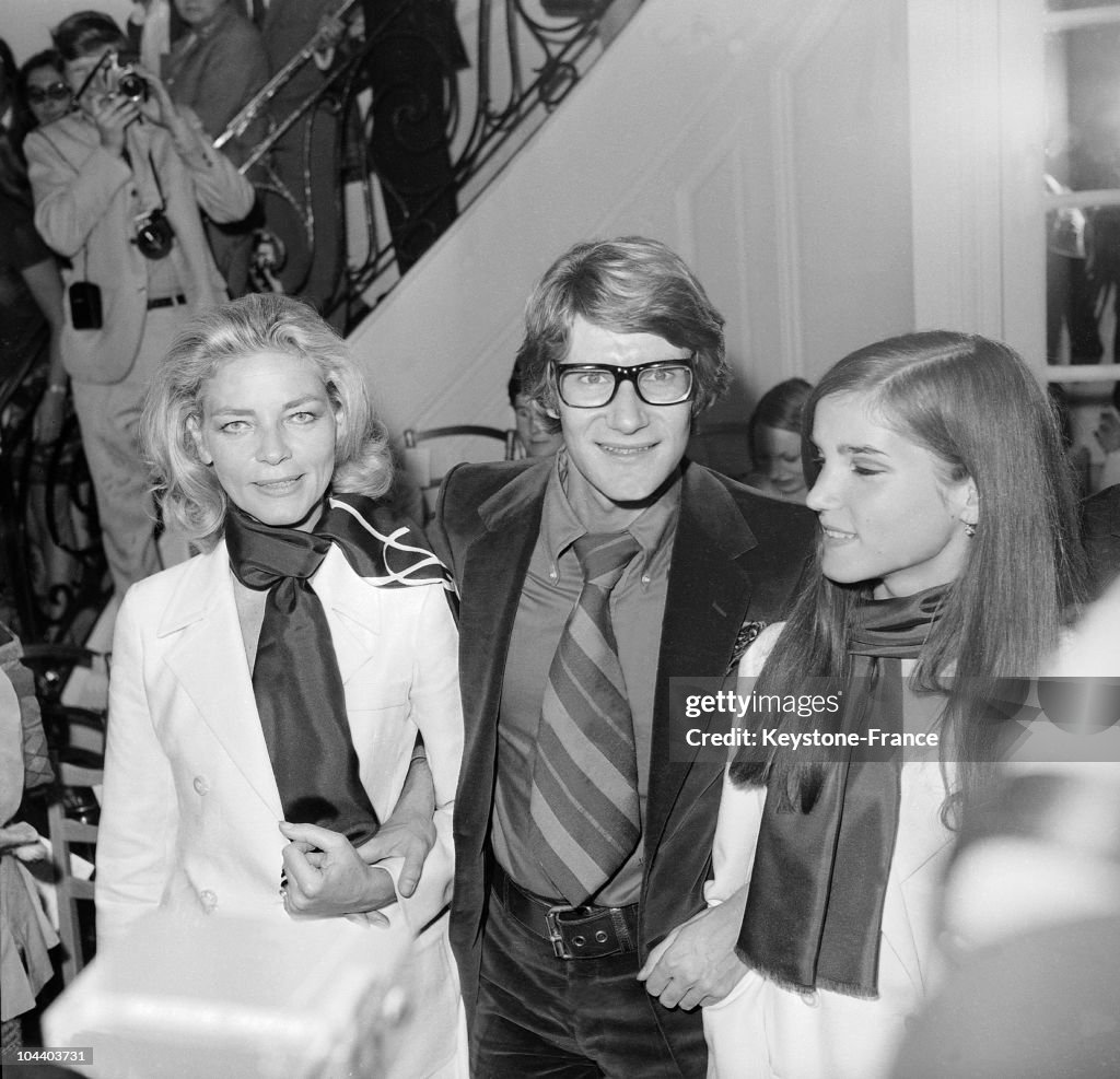 Yves Saint Laurent And Lauren Bacall In 1968