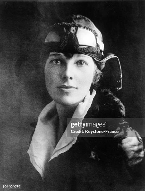 Miss Amelia EARHART - the girl Lindy - who arrived in Trepassey, Newfoundland, in the FOKKER plane Friendship with pilot Wilmer STULTZ and mechanic...