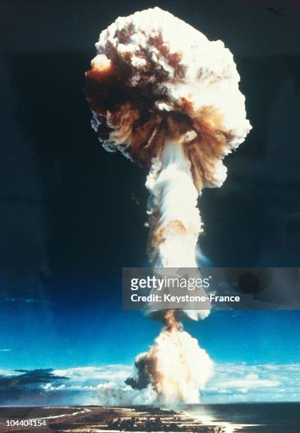 The first French H-bomb explosion during a test above Mururoa archipelago in the Pacific.