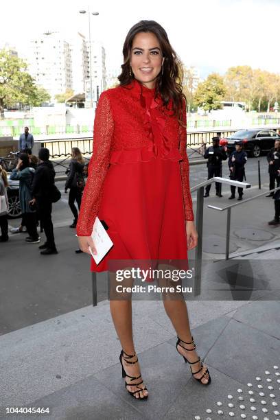 Anouchka Delon arrives at the Giambattista Valli show as part of the Paris Fashion Week Womenswear Spring/Summer 2019 on October 1, 2018 in Paris,...