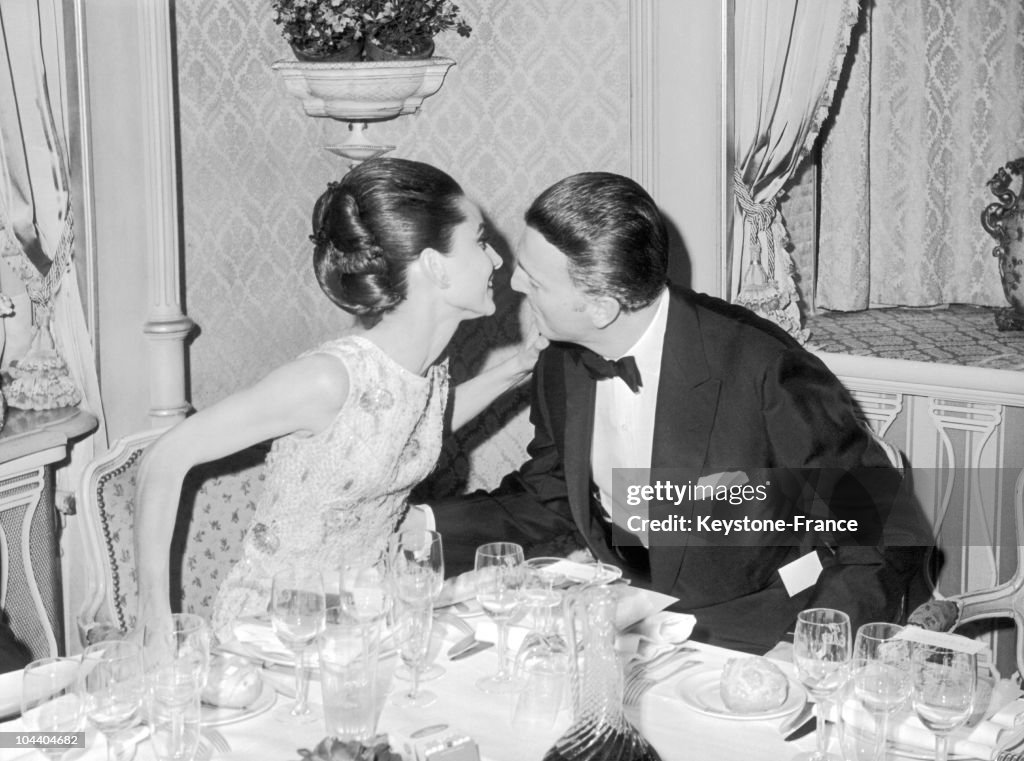 Hubert De Givency Kissing Audrey Hepburn In 1964