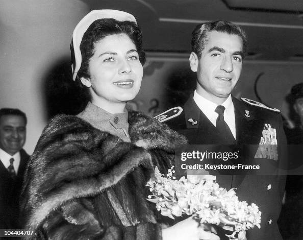 Empress SORAYA of Iran and Shah Muhammad Reza PAHLAVI onboard the ...