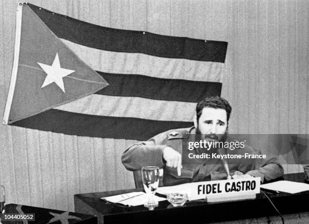 Prime Minister Fidel CASTRO giving a radio and televised speech during which he speaks about the measures taken by the United States regarding Cuba....