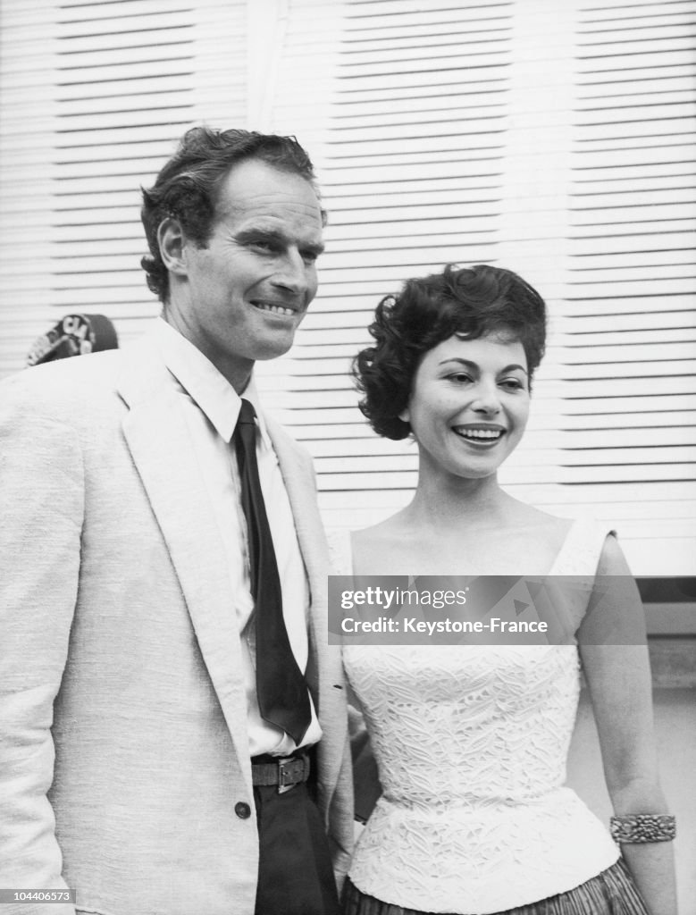 Charlton Heston And Haya Harareet Before The Shooting Of Ben Hur 1958