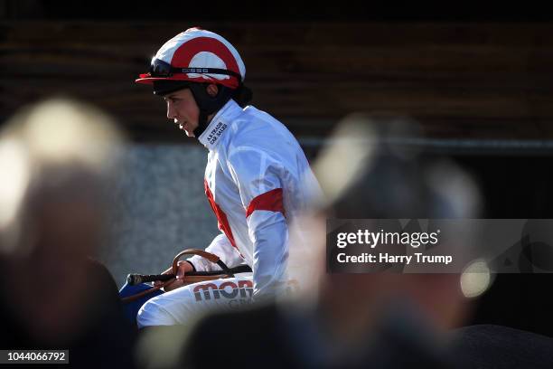 Jockey Bryony Frost at Newton Abbot Racecourse on October 1, 2018 in Newton Abbot, England.