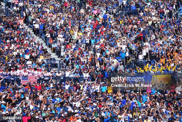 Overall view of spectators in gallery during Sunday Singles at Le Golf National. Paris, France 9/30/2018 CREDIT: Erick W. Rasco