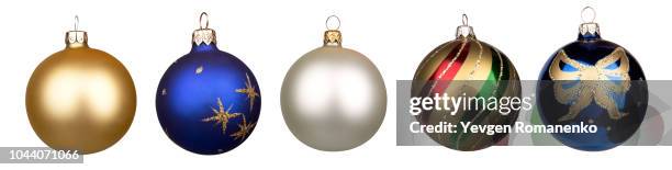 set of christmas balls isolated on white background - baubles stock pictures, royalty-free photos & images