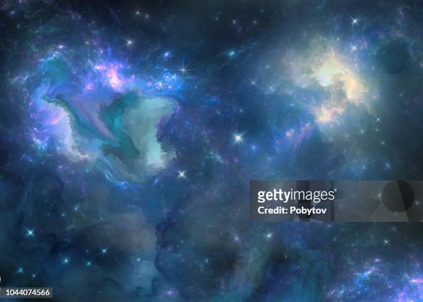 illustrazioni stock, clip art, cartoni animati e icone di tendenza di nebulosa dipinta multicolore - spazio cosmico