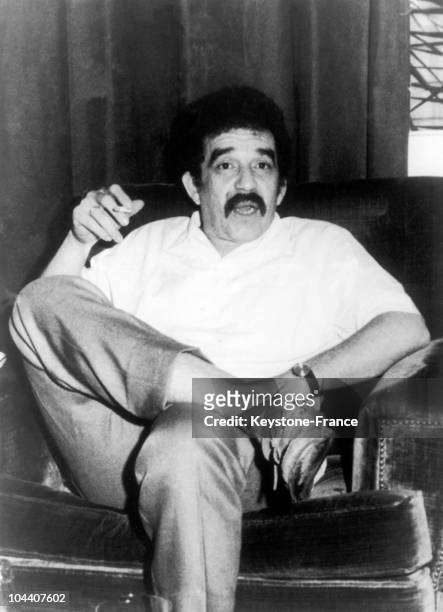 The Columbian writer Gabriel GARCIA MARQUEZ pictured in his home in Barcelona in September 1970 where he was working on his latest book, THE AUTUMN...