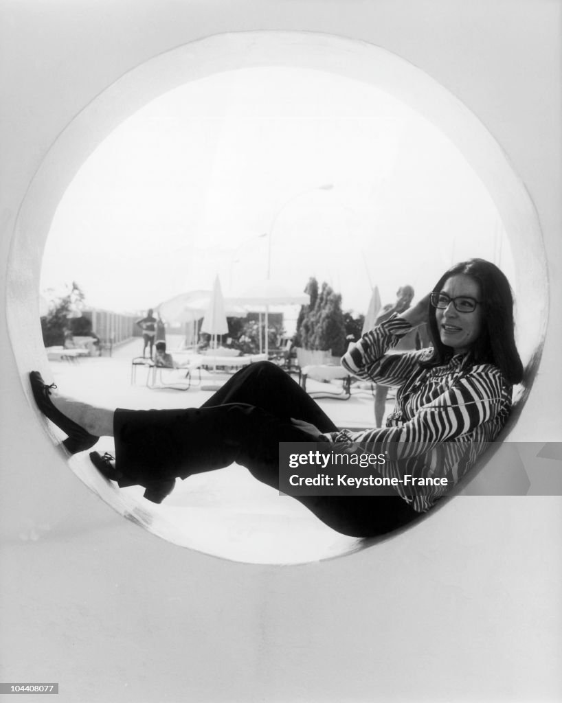 Nana Mouskouri On A Beach On The French Riviera 1969