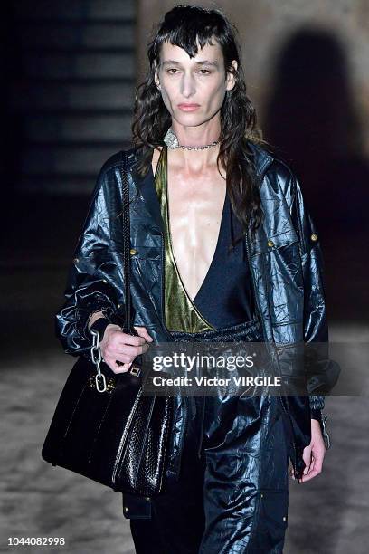 Model walks the runway at the Gucci Ready to Wear fashion show during Paris Fashion Week Spring/Summer 2019 on September 24, 2018 in Paris, France.