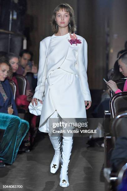 Model walks the runway at the Gucci Ready to Wear fashion show during Paris Fashion Week Spring/Summer 2019 on September 24, 2018 in Paris, France.