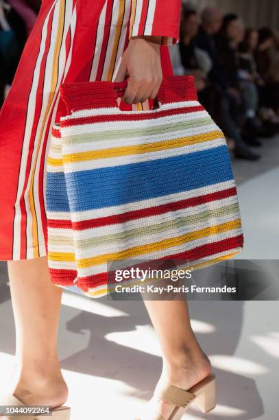 Model walks the runway during the Agnes B show as part of the Paris Fashion Week Womenswear Spring/Summer 2019 on October 1, 2018 in Paris, France.