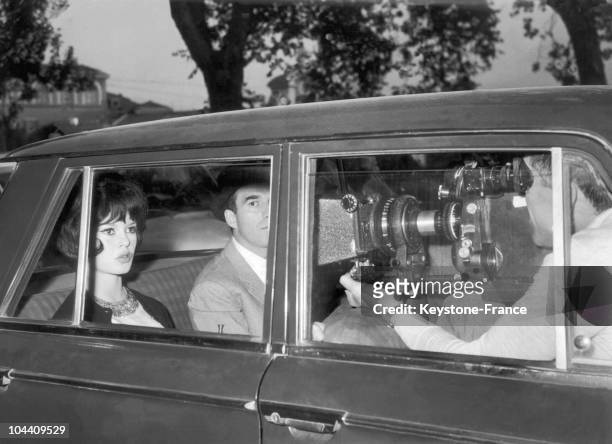 The French actors Michel PICCOLI and Brigitte BARDOT begin the shooting of the film LE MEPRIS, under the direction of Jean-Luc GODARD, in Rome on...