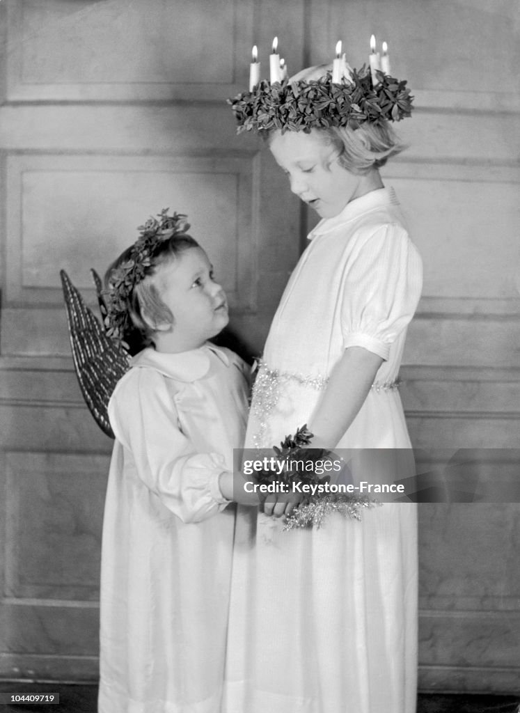 Princess' Benedikte And Margrethe Of Denmark 1946