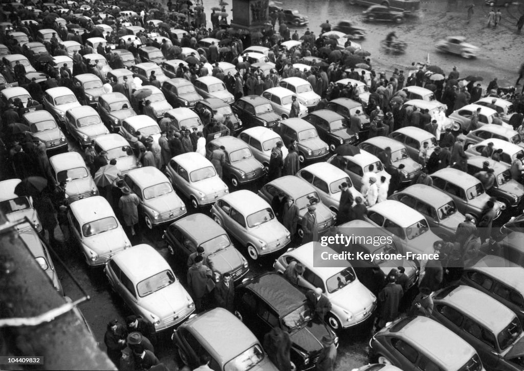 The New Fiat 600 In Turin In 1955
