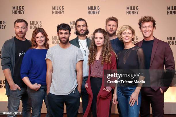 Bernhard Piesk, Anne Weinknecht, Deniz Arora, Nik Xhelilaj, Marlene Tanczik, Nils Doergeloh, Katharina Schlothauer and Artjom Gilz during the photo...