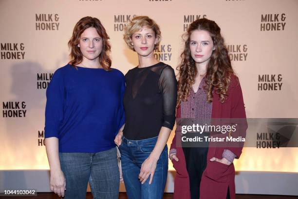 Anne Weinknecht, Katharina Schlothauer and Marlene Tanczik during the photo call for the television series 'Milk & Honey' on October 1, 2018 in...