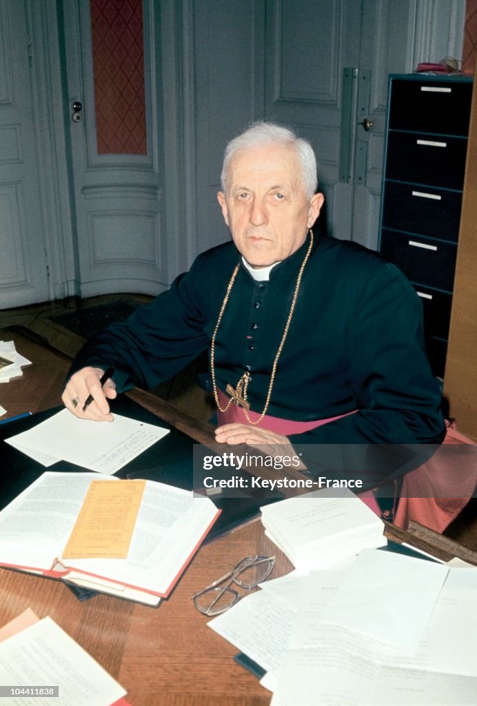 Monseigneur Marty At His Desk In 1968