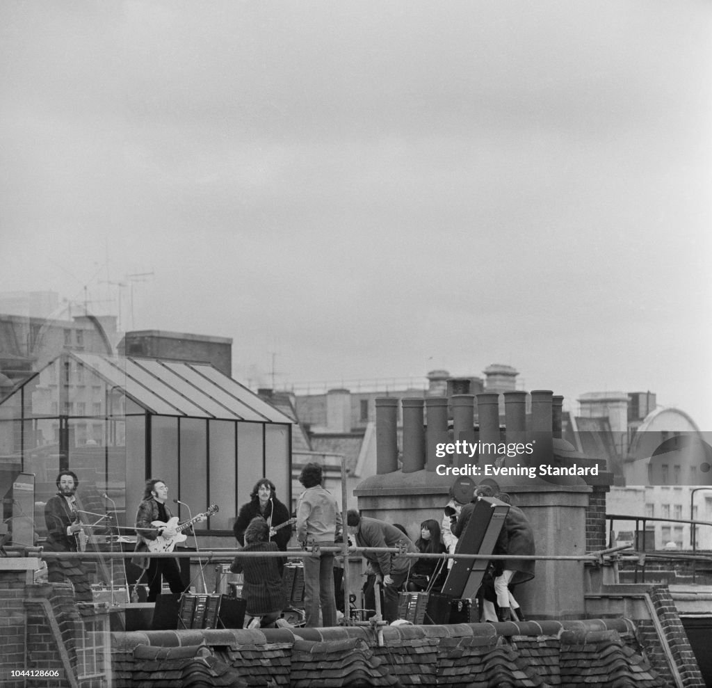 Beatles Rooftop Building British rock group the Beatles performing their last live public ...