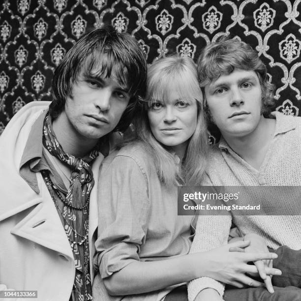 Swiss actor and director Oliver Tobias, English actress Annabel Leventon, and English actor and singer Paul Nicholas, three of the original London...