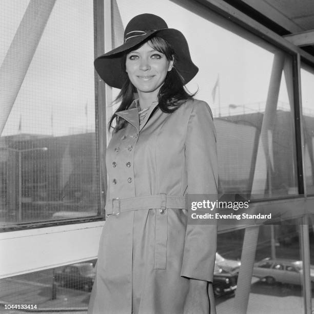 Danish-French actress, author and singer Anna Karina at Heathrow Airport, London, UK, 13th September 1968.