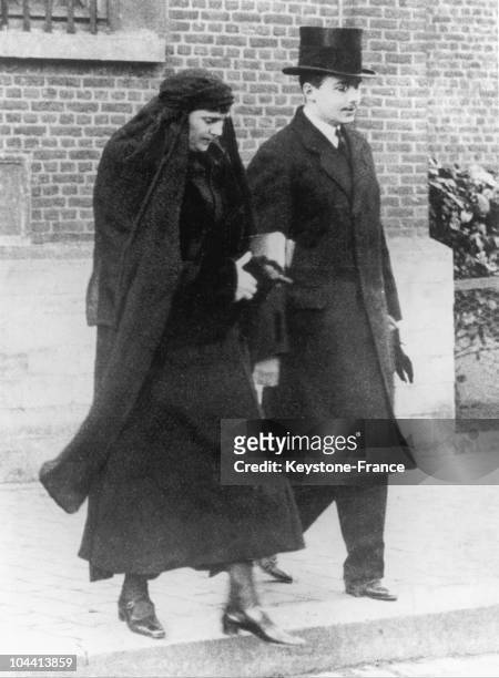 Princess ZITA of BOURBON-PARMA, last empress of Austria and Queen of Hungary, in Brussels with her son OTHON of HAPSBURG on March 1, 1934.