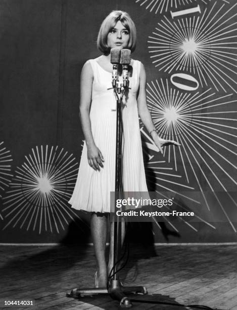 France GALL singing POUPEE DE CIRE, POUPEE DE SON at the 10th Eurovision competition held in Naples, Italy on March 20, 1965. Representing...