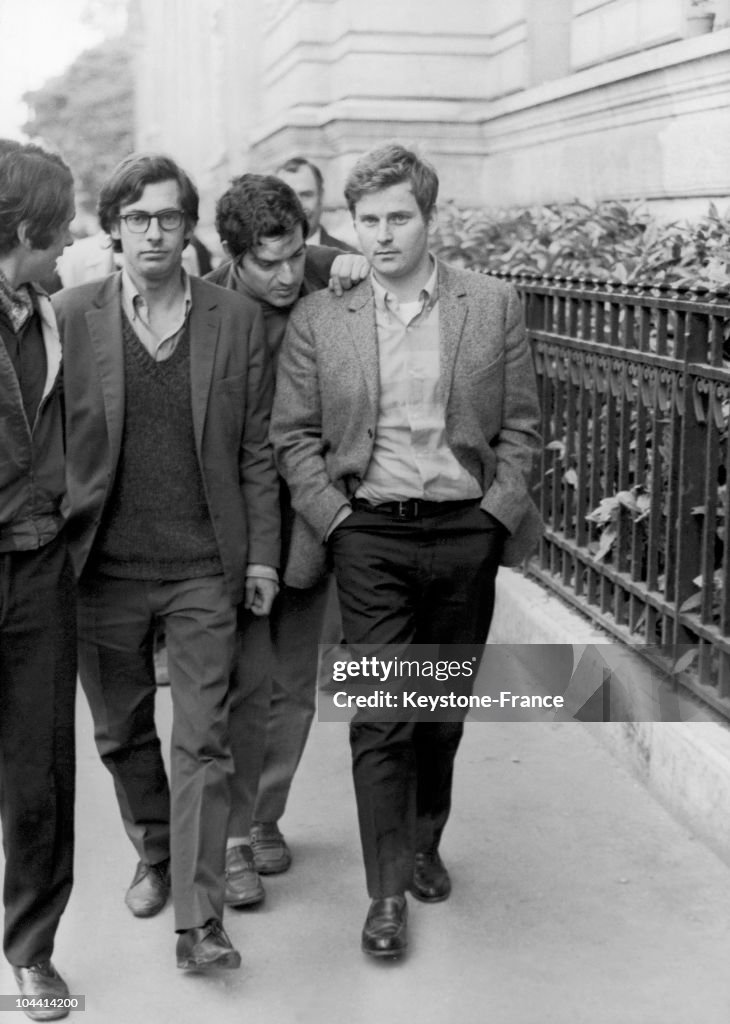 Daniel Con The polical leader Daniel COHN-BENDIT with his comrades after his ...
