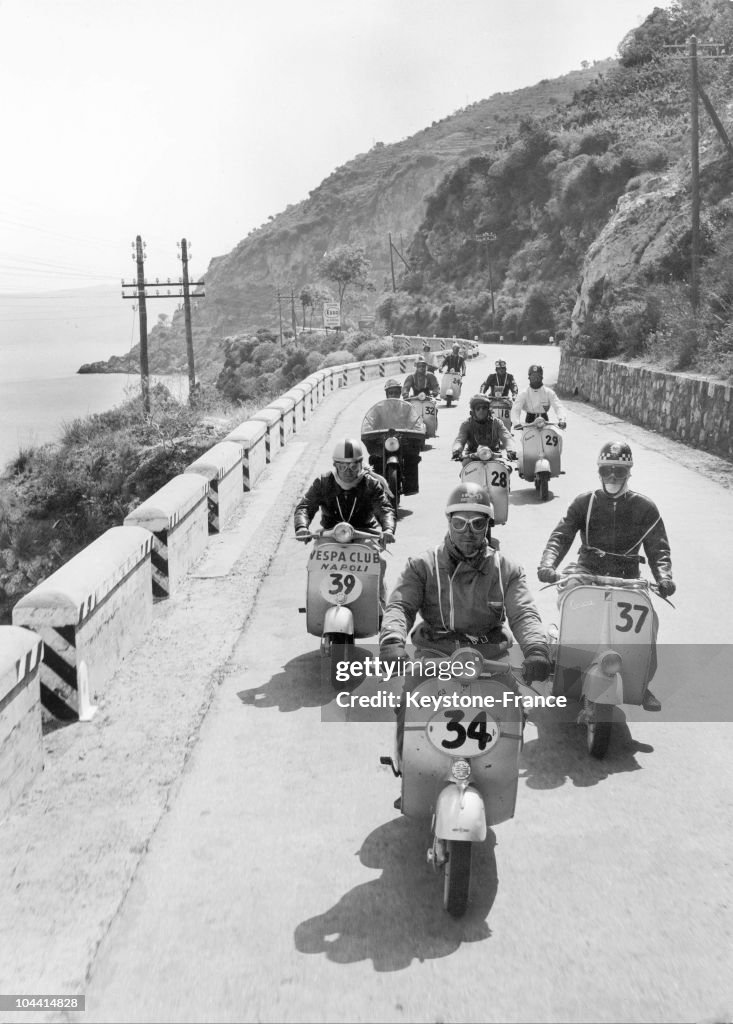 A Vespa Race At The Bay Of Naples 1957