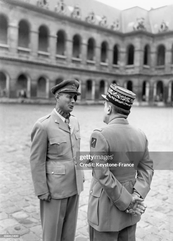 General Moshe Dayan And General Guillaume At Invalides In 1954