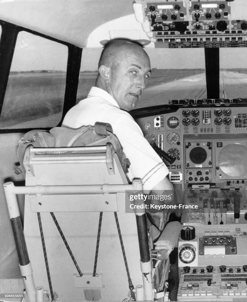 Turcat French trial pilot Andre TURCAT in the cockpit of the 001 Concorde ...