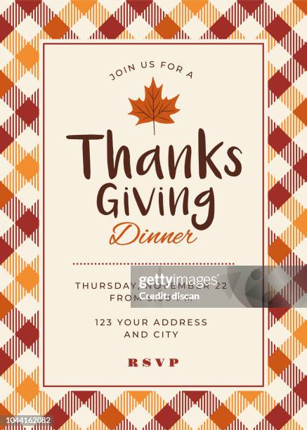 ilustrações de stock, clip art, desenhos animados e ícones de thanksgiving dinner invitation template - happy thanksgiving banner