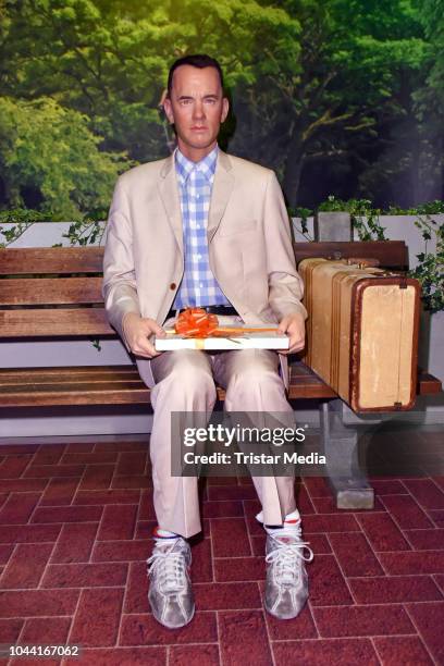 Tom Hanks as Forrest Gump figure during the unveiling of the wax figures of actors Tom Hanks and Vin Diesel at Madame Tussauds on October 1, 2018 in...