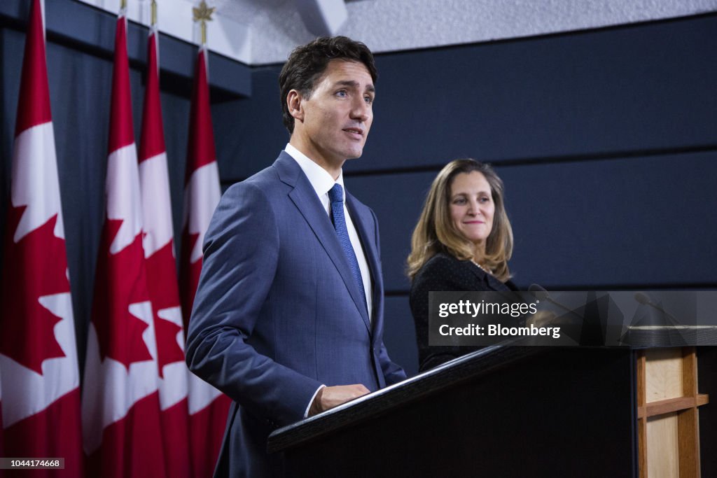 Prime Minister Trudeau And Foreign Affairs Minister Freeland Hold Press Conference On Nafta