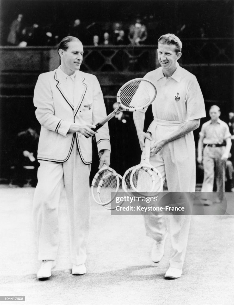The Tennis Player Donald Budge (Usa) And The German Baron Gottfried Von Cramm Are Ready To Compete For The Davis Cup In Wimbledon July 2, 1937.
